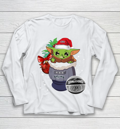 San Antonio Spurs Christmas Baby Yoda Star Wars Funny Happy NBA Youth Long Sleeve 2