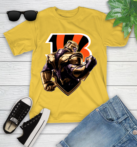 NFL Thanos Avengers Endgame Football Sports Cincinnati Bengals Youth T-Shirt 8