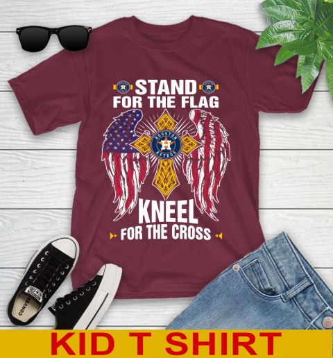 MLB Baseball Houston Astros Stand For Flag Kneel For The Cross Shirt Youth T-Shirt 5