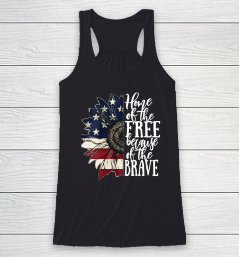 American Flag Patriot Home Of The Free Because Of The Brave Racerback Tank