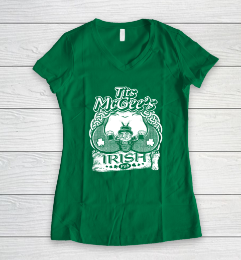 Tits McGee'ss Irish Pub Funny St. Patrick's Day Shamrocks Women's V-Neck T-Shirt 3