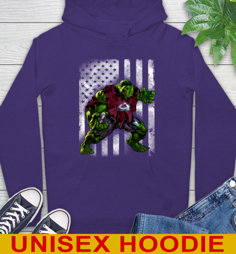 Colorado Avalanche Hulk Marvel Avengers NHL Hockey American Flag Hoodie 5