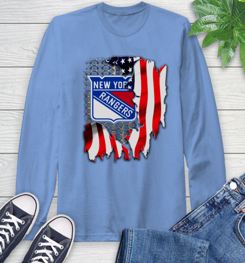 New York Rangers NHL Hockey American Flag Long Sleeve T-Shirt 12