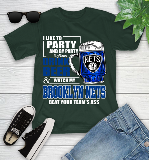 NBA Drink Beer and Watch My Brooklyn Nets Beat Your Team's Ass Youth T-Shirt 5