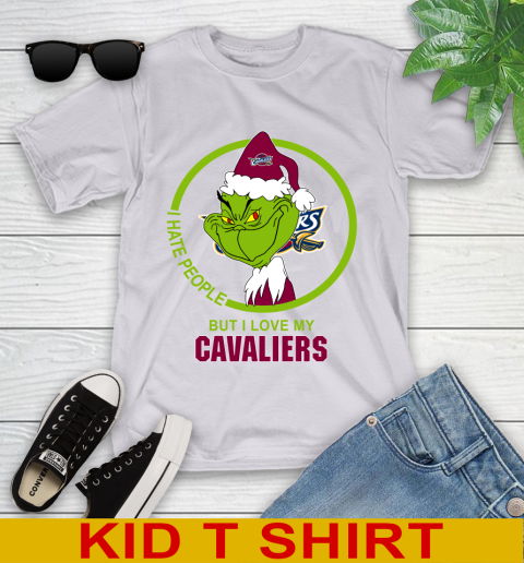 Cleveland Cavaliers NBA Christmas Grinch I Hate People But I Love My Favorite Basketball Team Youth T-Shirt 5