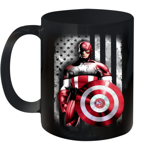 Atlanta Hawks NBA Basketball Captain America Marvel Avengers American Flag Shirt Ceramic Mug 11oz