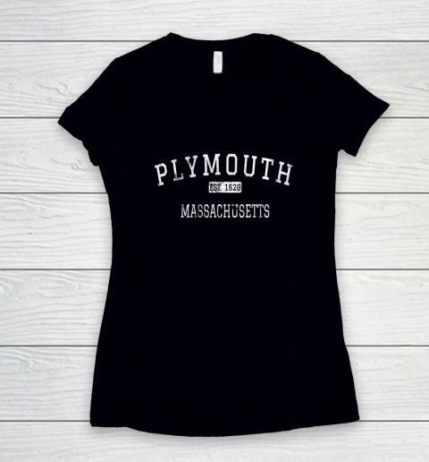 Plymouth Massachusetts MA Vintage Women's V-Neck T-Shirt