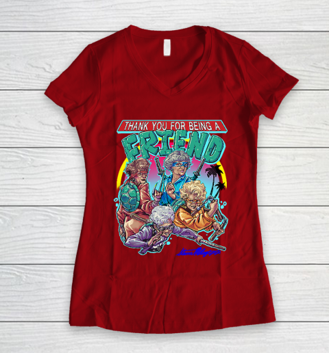 Golden Girls Tshirt Thank You For Being A Friend Ninja Turtles Women's V-Neck T-Shirt 8