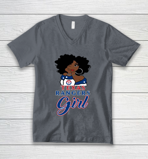 Texas Rangerss Girl MLB V-Neck T-Shirt 5