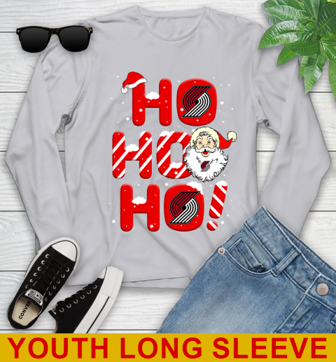 Portland Trail Blazers NBA Basketball Ho Ho Ho Santa Claus Merry Christmas Shirt Youth Long Sleeve 5
