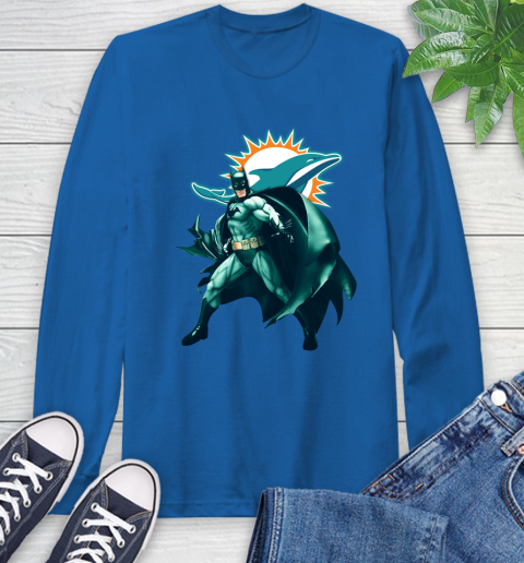 NFL Batman Football Sports Miami Dolphins Long Sleeve T-Shirt 9
