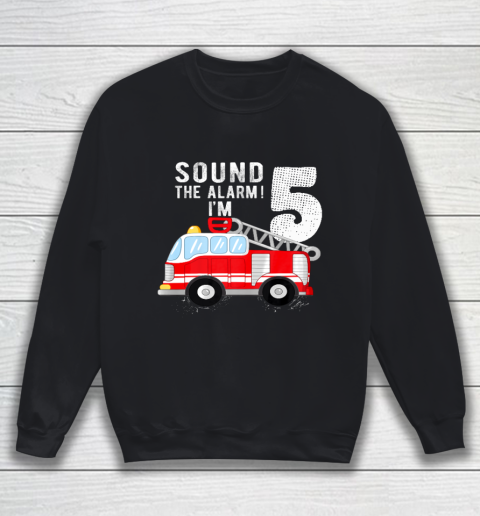 Kids Firefighter 5th Birthday Boy 5 Year Old Fire Truck Sweatshirt