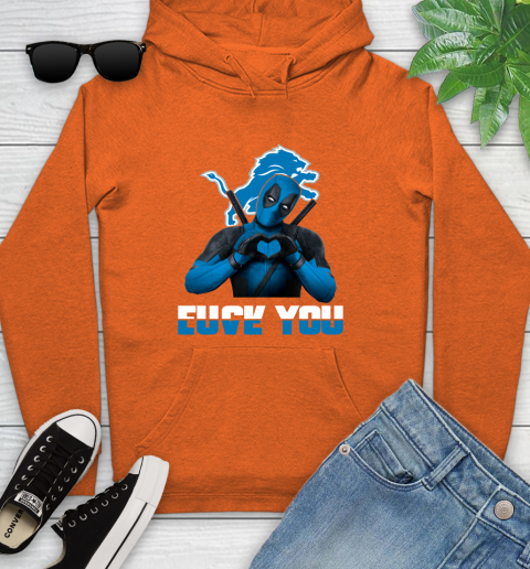NHL Detroit Lions Deadpool Love You Fuck You Football Sports Youth Hoodie 4