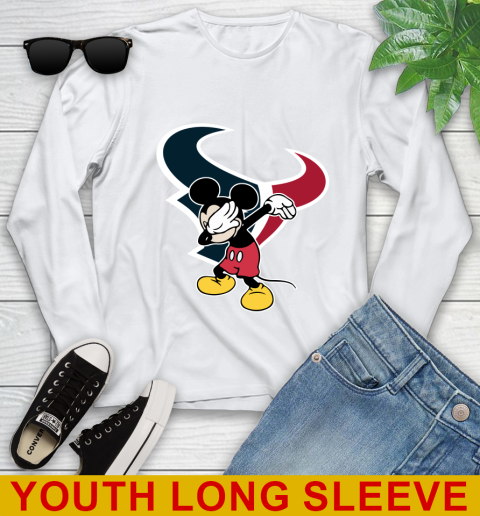 Houston Texans NFL Football Dabbing Mickey Disney Sports Youth Long Sleeve