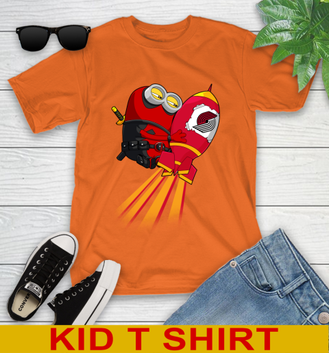 NBA Basketball Portland Trail Blazers Deadpool Minion Marvel Shirt Youth T-Shirt 9 NBA Basketball Portland Trail Blazers Deadpool Minion Marvel Shirt Youth T-Shirt - Image 9