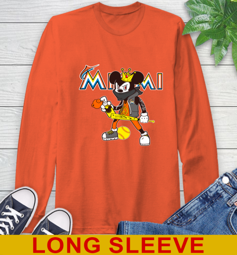 Miami Marlins MLB Baseball Mickey Peace Sign Sports Long Sleeve T-Shirt 5