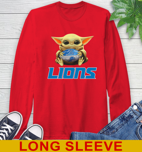 NFL Football Detroit Lions Baby Yoda Star Wars Shirt Long Sleeve T-Shirt 10