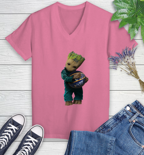 NBA Groot Guardians Of The Galaxy Basketball Sports Utah Jazz Women's V-Neck T-Shirt 13