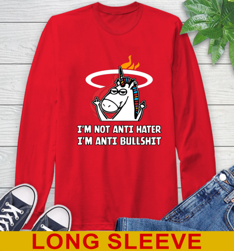 Miami Heat NBA Basketball Unicorn I'm Not Anti Hater I'm Anti Bullshit Long Sleeve T-Shirt 10