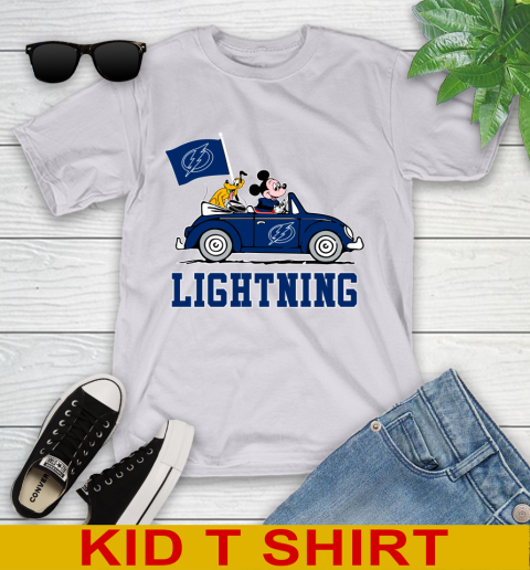 NHL Hockey Tampa Bay Lightning Pluto Mickey Driving Disney Shirt Youth T-Shirt 5