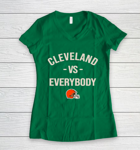 Cleveland Browns Vs Everybody Women's V-Neck T-Shirt 3