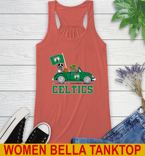NBA Basketball Boston Celtics Darth Vader Baby Yoda Driving Star Wars Shirt Racerback Tank 4