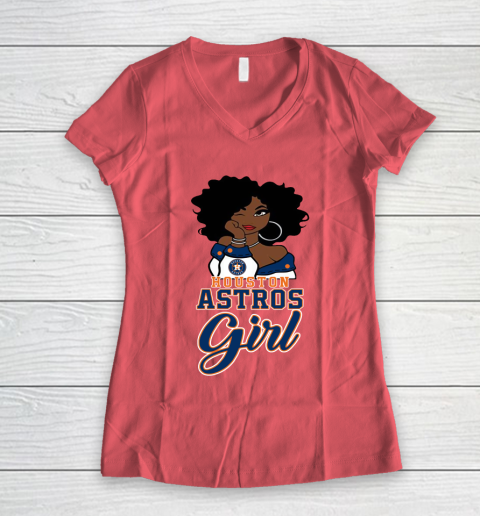 Houston Astross Girl MLB Women's V-Neck T-Shirt 6
