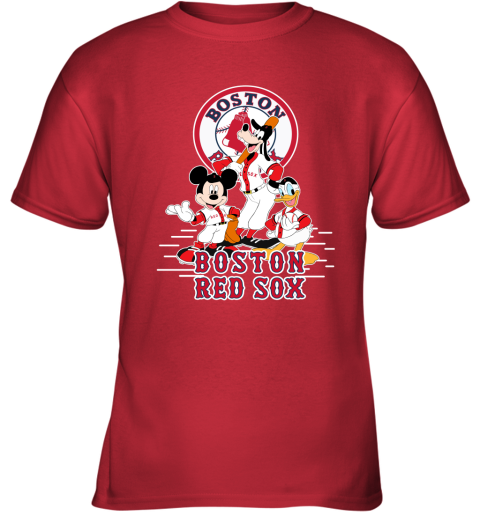 Boston Red Sox Mickey Donald And Goofy Baseball Youth T-Shirt 