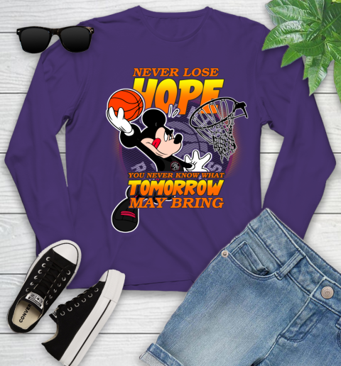 Toronto Raptors NBA Basketball Mickey Disney Never Lose Hope Youth Long Sleeve 4