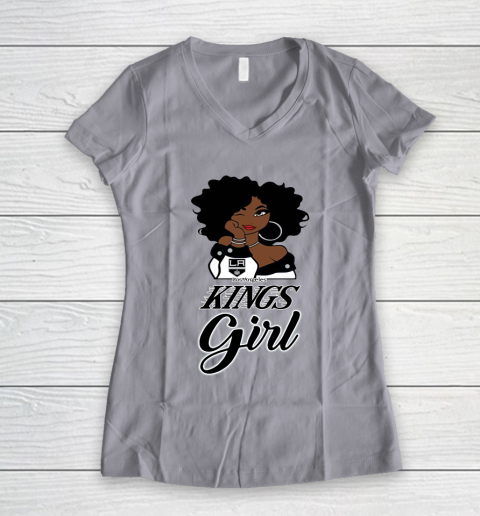 Los Angeles Kings Girl NHL Women's V-Neck T-Shirt 4