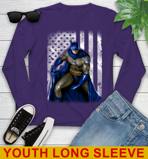 New York Rangers NHL Hockey Batman DC American Flag Shirt Youth Long Sleeve 4