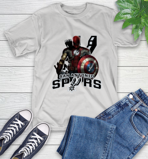 San Antonio Spurs NBA Basketball Captain America Thor Spider Man Hawkeye Avengers T-Shirt