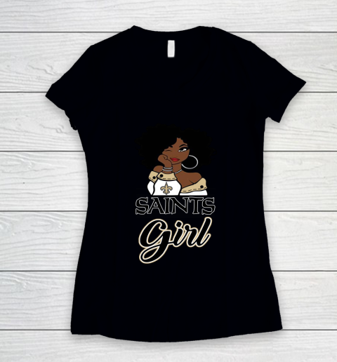 New Orleans Saints Girl NFL Women's V-Neck T-Shirt