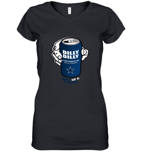 Bud Light Dilly Dilly! Dallas Cowboys Birds Of A Cooler Women's V-Neck T-Shirt