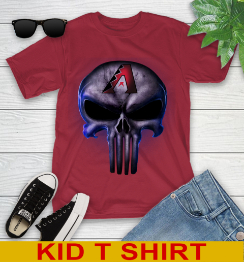 Arizona Diamondbacks MLB Baseball Punisher Skull Sports Youth T-Shirt 12