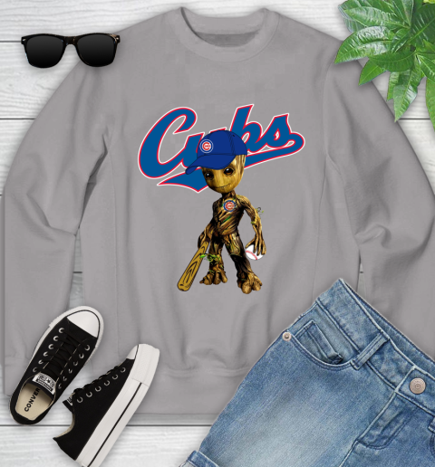 MLB Chicago Cubs Groot Guardians Of The Galaxy Baseball Youth Sweatshirt 4