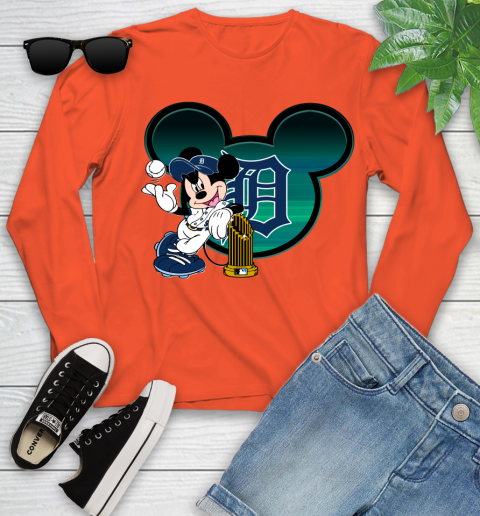 MLB Detroit Tigers The Commissioner's Trophy Mickey Mouse Disney Youth Long Sleeve 4