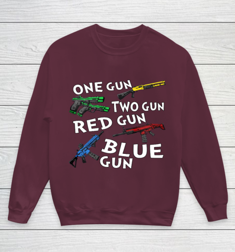 One Gun Two Gun Red Gun Blue Gun Youth Sweatshirt 4