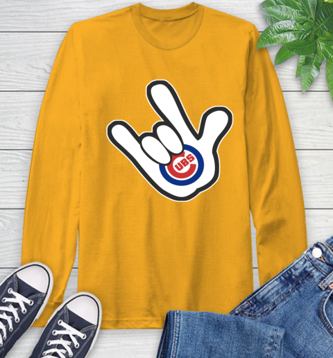 Chicago Cubs MLB Baseball Mickey Rock Hand Disney Long Sleeve T-Shirt 3