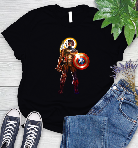 NFL Captain America Marvel Avengers Endgame Football Sports Washington Redskins Women's T-Shirt 2