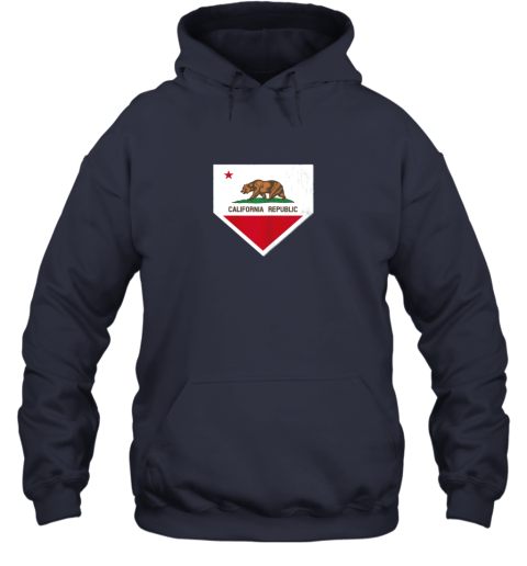 uy2w vintage baseball home plate with california state flag hoodie 23 front navy