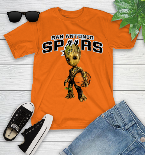 San Antonio Spurs NBA Basketball Groot Marvel Guardians Of The Galaxy Youth T-Shirt 7