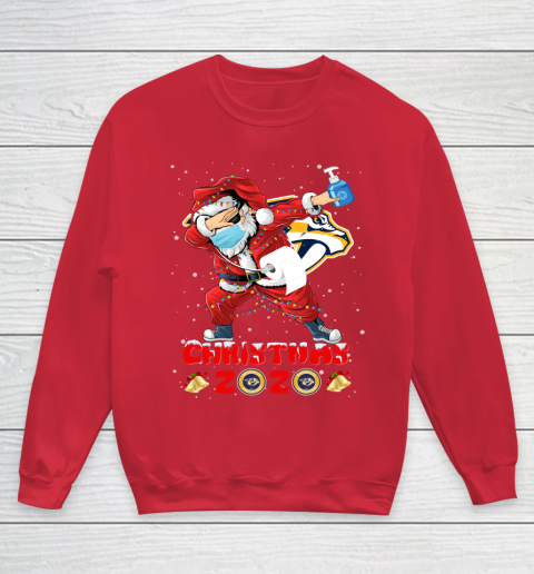 Nashville Predators Funny Santa Claus Dabbing Christmas 2020 NHL Youth Sweatshirt 7
