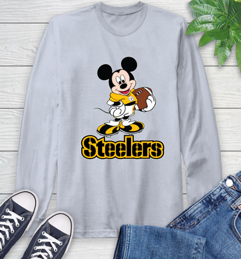 NFL Football Pittsburgh Steelers Cheerful Mickey Mouse Shirt Long Sleeve T-Shirt 6