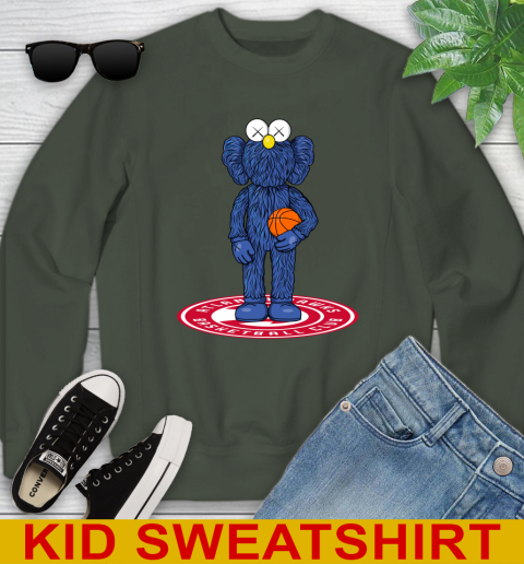 NBA Basketball Atlanta Hawks Kaws Bff Blue Figure Shirt Youth Sweatshirt 9