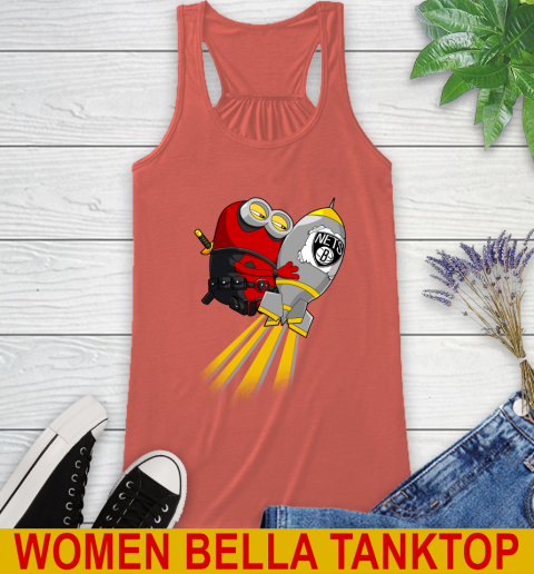 NBA Basketball Brooklyn Nets Deadpool Minion Marvel Shirt Racerback Tank 3