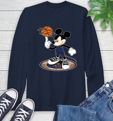 NBA Basketball New Orleans Pelicans Cheerful Mickey Disney Shirt Long Sleeve T-Shirt 4
