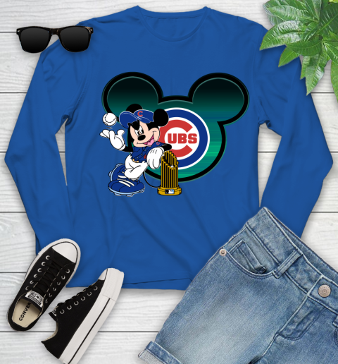 MLB Chicago Cubs The Commissioner's Trophy Mickey Mouse Disney Youth Long Sleeve 9