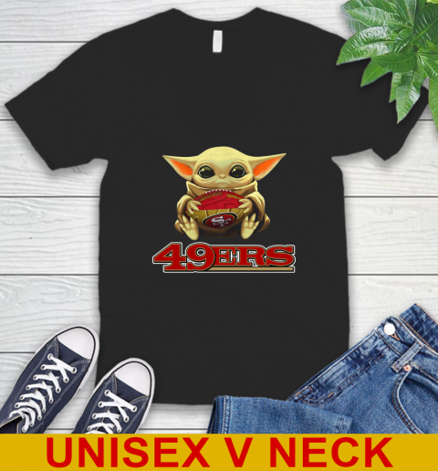 NFL Football San Francisco 49ers Baby Yoda Star Wars Shirt V-Neck T-Shirt 2
