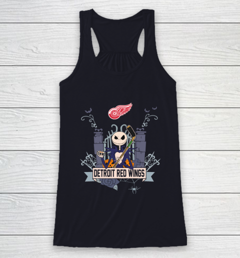 NHL Detroit Red Wings Hockey Jack Skellington Halloween Racerback Tank 7